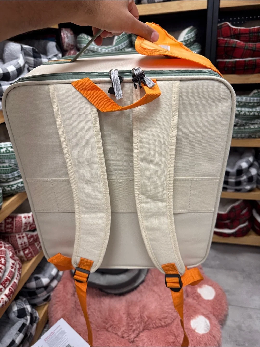 Pets Bag in Cream with Orange & Blue Accents